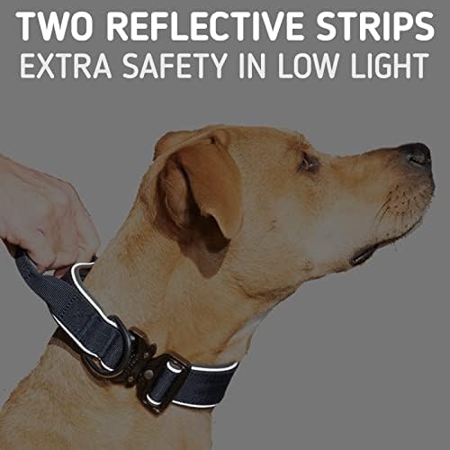 רצועת רצועות צווארון כלבים טקטי - צווארון כלבים עם צווארון K9 צבאי כבד מתכוונן כבד עם אבזם שחרור מהיר וידית - לאימונים