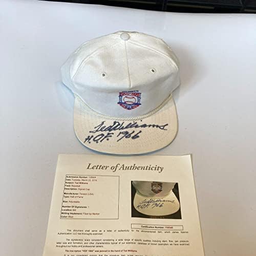 טד וויליאמס HOF 1966 חתום על היכל התהילה כובע בייסבול JSA COA - כובעי MLB עם חתימה