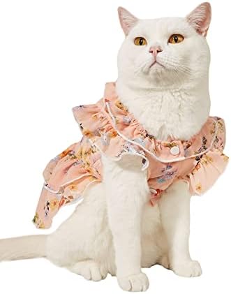 Qwinee Polka Dot Defiss שמלת חתול פרוע שרוול שרוול שמלת נסיכה שמלות כלב שמלות לכלבים בינוניים קטנים גור סגול m