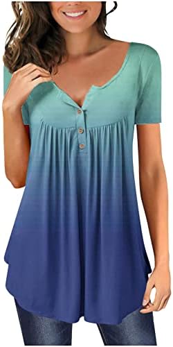 חולצות טי קיץ לנשים קושרות צביעה צמרות שרוול קצר עבור חותלות סוודר כפתור רופפות חולצות חולצות חולצות חולצות טוניקה
