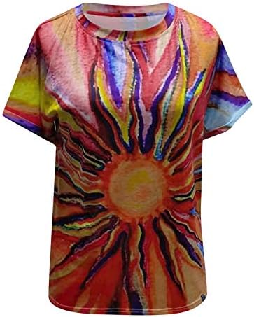 נשים של קיץ חולצות צבעוני עניבה לצבוע קצר שרוול חולצות צוות צוואר מזדמן גרפי חולצה בתוספת גודל רופף טי חולצה