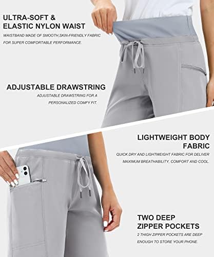 מכנסי טיול של Wishome לנשים עם כיסי רוכסן 7 מכנסי מטען ארוכים ברמודה קצרים מהיר של מכנסי קיץ קלים יבש קלים לנשים