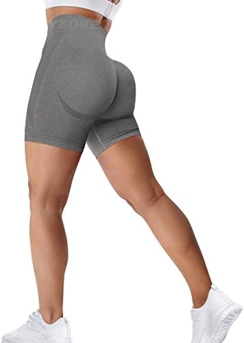 יוריאו חלק חלקים מותניים גבוהים לנשים מחייך קווי מתאר מכנסיים קצרים מכנסיים כושר יוגה אימון
