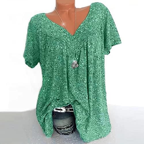 נשים 2023 צמרות אופנה קיץ בוהו הדפס פרחוני V חולצות צוואר חולצות לבושות שרוול קצר מזדמן פלוס חולצות זורמות בגודל