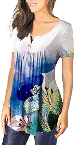 נשים חולצות להסתיר בטן טוניקת קיץ קצר שרוול חולצות זורם הנלי חולצת טי מזדמן מתגנדר חולצות עבור חותלות