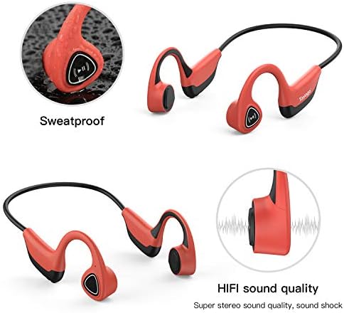 אוזניות הולכת עצם Tayogo Bluetooth, אוזניות ספורט אלחוטיות באוזן פתוחה אטום למים אטום למים עם מיקרופון, אוזניות הולכה
