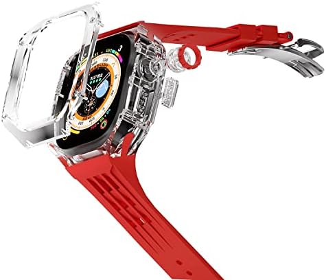 מארז שקוף יוקרתי של Vevel עבור Apple Watch Ultra 49mm Mod Kit Fluororubber Sport Strap להקה עבור Iwatch 8 Pro Ultra Chovition