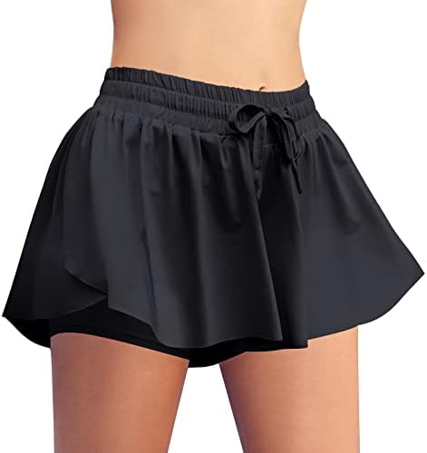 מכנסיים קצרים זורמים לנשים עם מכנסיים קצרים של פרפר כיס אימון אימון סטרץ 'סטרץ' חצאיות טניס יוגה