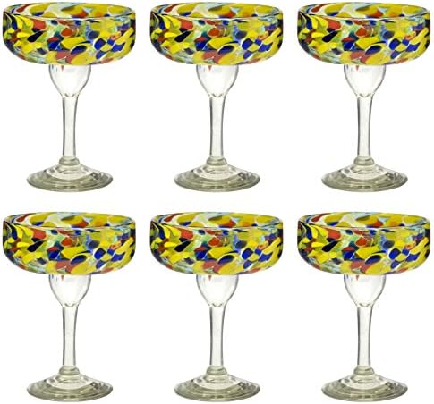 Amici Home ,, Carnaval Margarita זכוכית שתייה, חרוזים אטומים מוטבשים, מחזורים ממוחזרים ביד מלאכותיים מלאי שולחן מקסיקני,