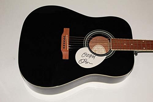 אוזי אוסבורן החתימה את החתימה גיבסון אפיפון גיטרה אקוסטית גיטרה שחורה שבת שחורה עם ג'יימס ספנס ג'סא מכתב האותנטיות