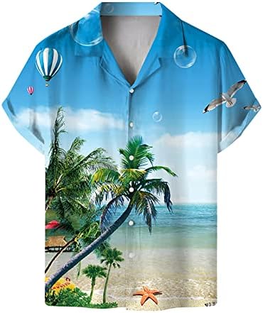 BMISEGM קיץ גדול חולצות T לגברים לגברים מזדמנים פרחים רופפים מודפסים חוף חוף קצר שרוול כפתור חולצות קטנות עבור