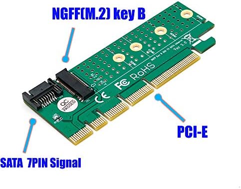 JMT NGFF M.2 B מפתח SATA-BUS SSD למתאם SATA3 עם כבל HEATSINK PCIE X1 X4 X8 X16 SLOT כבל SATA ל 2230 2242 2260