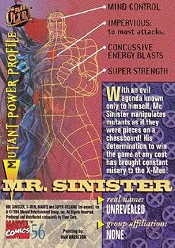 1994 Ultra X-Men Nonsport 56 מר סינסטר רשמי מארוול כרטיס מסחר בגודל סטנדרטי