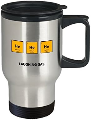 ספל נסיעות כימיה מצחיק - גז צוחק - מתנה לכימאי או מורה - 14 עוז נירוסטה