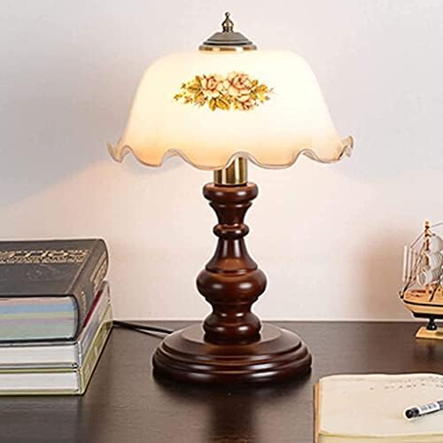 - מנורת שולחן אופנה מנורת לימוד אירופית מנורה אמריקאית לחדר שינה מיטה מיטה פסטורל ​​אנגליה בסגנון רטרו עץ עץ