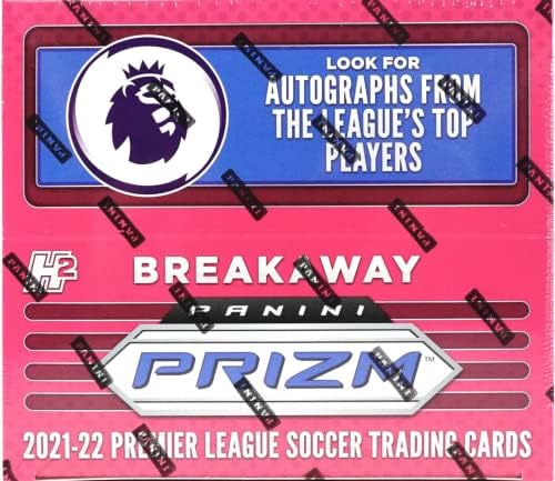 2021-22 Panini Prizm epl Premier League Faccer Factory Fackaway H2 Box 18 חבילות של 5 קלפים, 90 קלפים בסך הכל, 3 פריזמות כסף
