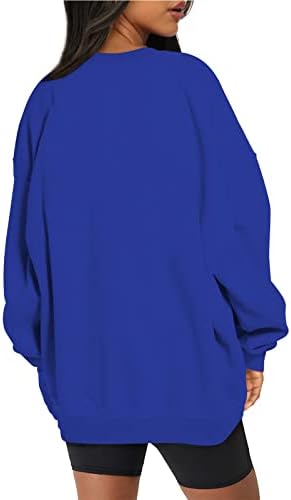 חולצות סווטשירט לנשים בצבע אחיד חולצות סוודר גדול