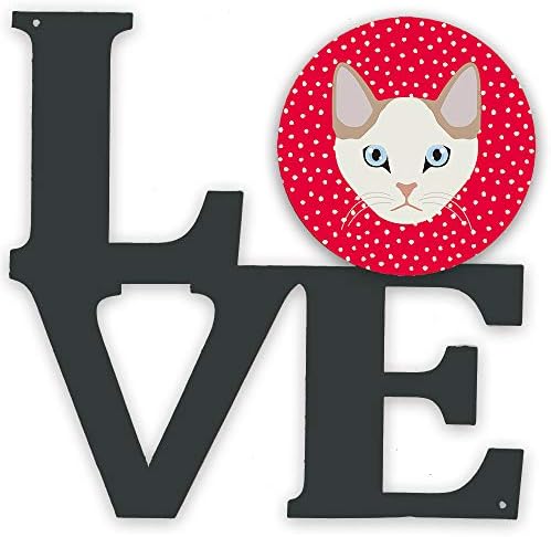 האוצרות של קרוליין 5125 בובטאיל קוריאני ואלב חתול אהבת יצירות אמנות קיר מתכת אהבה, אדום,