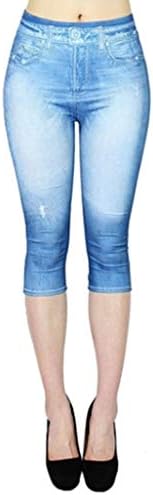 מכנסי ג'ינס של נשים פרפר פרפר גרפי מודפס באורך ברך מכנסי מכנסי ג'ינס נשטפו מכנסי טרקלין דקים רזים ישנים מכנסיים מזדמנים
