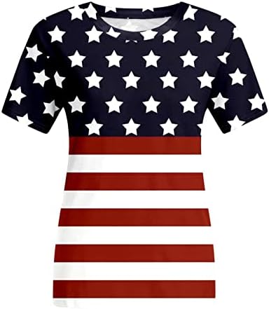 מיאשוי הפשיט קצר שרוול חולצה נשים נשים קיץ אופנה עצמאות יום מודפס חולצה ארוך שרוול דחיסה