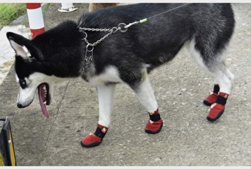 נעלי חיית מחמד LEPSJGC אטומות למים אנטי-החלקה לגור בינוני וכלב גדול להגן על רגלי חיית מחמד שלג חורפי שלג 4 יחידות/סט