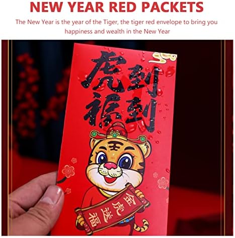 שנה הסינית חדשה אדום מעטפות: גלגל המזלות טייגר חדש שנה מזל כסף מנות לאי לראות 12 יחידות טייגר הונג באו אדום