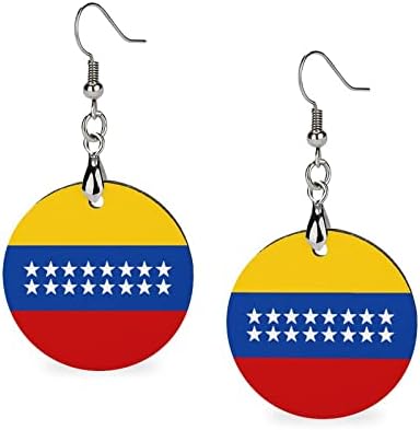 דגל גראן קולומביה עגילי עץ תליון עגול