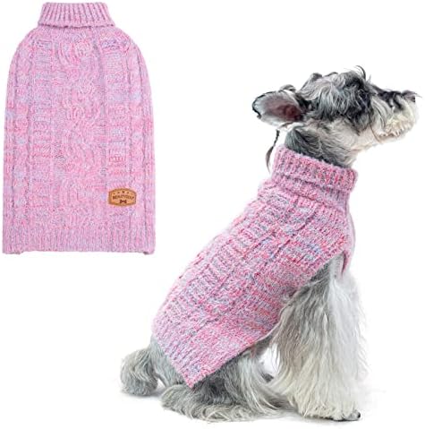 Beautyzoo סוודר כלבים קטן -סוודר צווארון כבל קלאסי סרוג מעיל חורפי מטושט