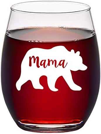 אמא דוב כוס יין ללא גזע ליום האם יום הולדת חג המולד, כוס יין אמא מצחיקה לאמא חדשה אשת חברה נשים אמא להיות, 15 עוז