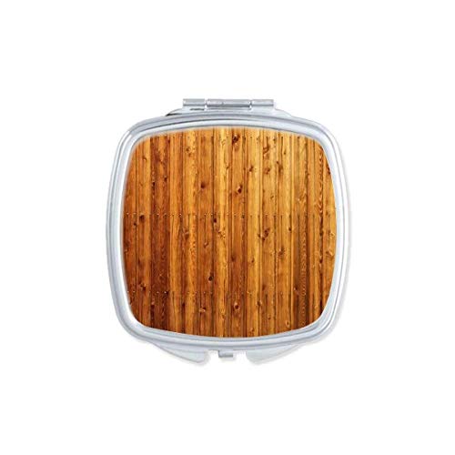 כתום עץ רצפת טפט מרקם מראה נייד קומפקטי כיס איפור דו צדדי זכוכית