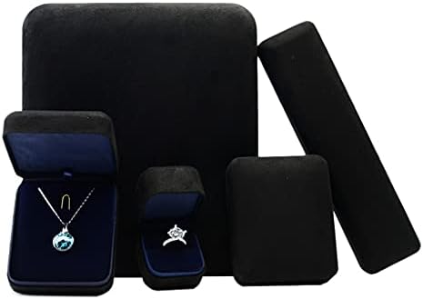 קופסת מתנה תכשיטים לשרשרת טבעת צמיד אריזה קופסאות ארגזי ארגון זמש שחור קופסת תכשיטים
