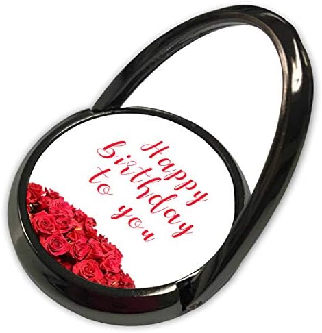עיצוב אלכסיס של אלכסיס - יום הולדת שמח - חבורה של פרחי ורדים אדומים. טקסט אדום יום הולדת שמח לך על לבן - טבעת טלפון