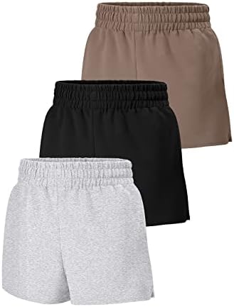 Sunbs 3 חבילות נשים קצרות זיעה קצרות זיעה מזדמנים מכנסי כותנה קצרים קיץ טרנדי בריצה מותניים גבוהים מכנסיים