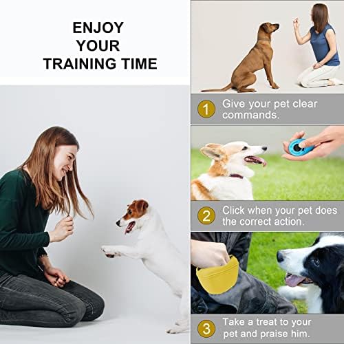 ערכת אימונים של קליקים שמאליים וימניים של כלבים, אימוני סיליקון אימוני כלבים פינוקים ולחצני כלבים, תיק פינוק כלבים