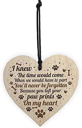 זיכרון לחיות מחמד כלב חתול פלאק עץ לב קבר חג המולד זיכרון תכשיט כפה הדפסי על לב מתנה 4 איקס 4
