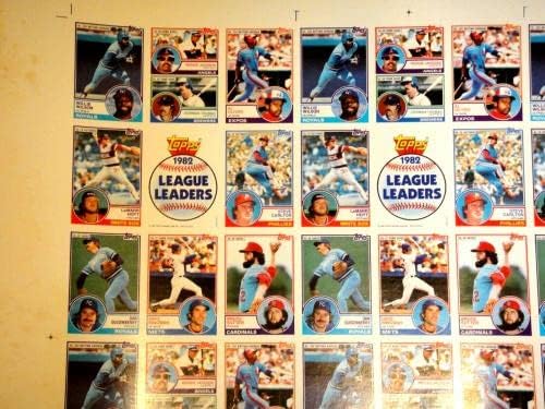 1983 כרטיס בייסבול של טופס גיליון לא חתוך 1982 מנהיגי ליגה מגדירה את קרלטון רג'י - כרטיסי בייסבול מטלטלים