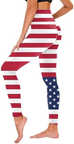 חותלות מותניים גבוהות לנשים דגל אמריקאי שאינו רואים מכנסי יוגה 4 ביולי כושר כושר כושר ספורט ספורט פעיל