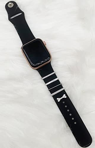 לולאות טבעת דקורטיביות של Ivywone ללהקות Apple Watch Charms Series 7 6 5 4 3 2 1, קישוט יהלום אביזרי פס עבור iwatch