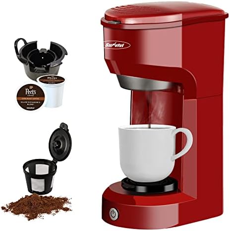 X Windaze Single Service Maker Maker For K Cup Pod & Coffee Ground, מיני מבשלת קפה כוס אחת עם פילטר 6-14oz בקרת כוח מאגר,
