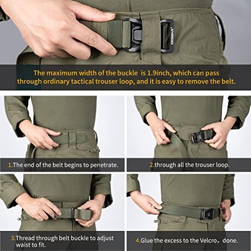 חגורה טקטית של idogear עם אבזם שחרור מהיר של אבזם צבאי בסגנון צבאי 1.5 אינץ 'לולאת חגורת ניילון וזנב וו