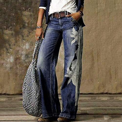 נשים נשים אופנה מודפס ג 'ינס מזדמן ארוך מכנסיים ז' אן מכנסיים לנשים ארוך
