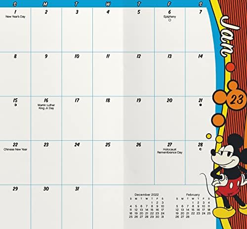 לוח השנה של מיקי מאוס 2023 - Deluxe 2023 Mickey Muse Cocket Clanner Calender עם למעלה ממאה מדבקות לוח שנה