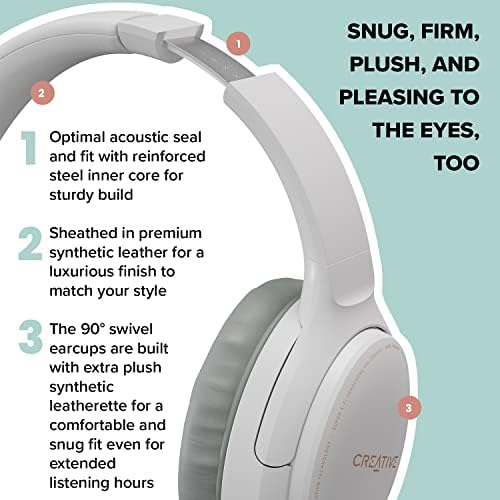 זן יצירתי היברידי אוזניות אוזניות יתר אלחוטיות עם ביטול רעש פעיל היברידי, מצב אווירה, עד 27 שעות, Bluetooth 5.0, AAC, מיקרופון