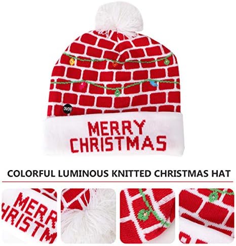 עבאודם חג המולד הוביל אור כובע חג המולד סרוג כובע חם חג המולד למבוגרים ילדים משמש כדי לחגוג את חג המולד