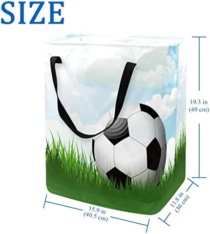 כדורגל כדורגל הדפסת דשא סל כביסה מתקפל, 60 ליטר עמיד למים סלי כביסה סל כביסה צעצועי אחסון לחדר שינה בחדר אמבטיה במעונות