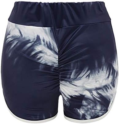 DPOIS לנשים מודפסות חדר כושר יוגה ספורט נמתח מכנסיים קצרים צמודים תחתונות התעמלות צבעונית מכנסיים חמים מכנסיים