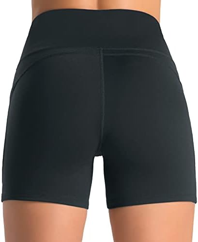 כושר הדרקון גבוהה מותן יוגה מכנסיים קצרים לנשים עם 2 כיסי צד בטן בקרת ריצה בית אימון מכנסיים קצרים
