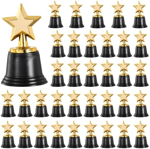 קפמור 36 חבילות גביע גביע מיני, פרסי גביע הכוכבים בתפזורת, גביעים של כוכבי זהב מפלסטיק עבור תחרויות לילדים