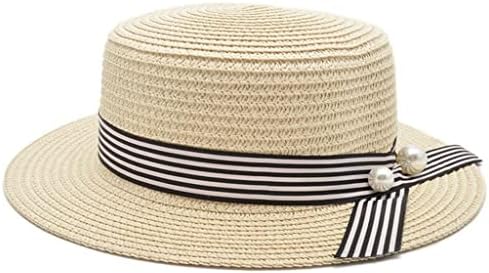 לרכוש ליידי שמש כובעי סרט עגול שטוח למעלה קש חוף כובע פנמה כובע קיץ כובעי נשים קש כובע