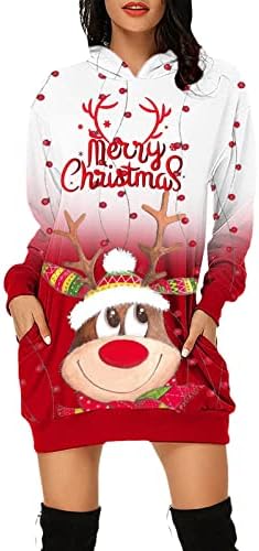 תלבושות לחג המולד של Cucuham לנשים סווטשירט עם סווטשירט עם סווטשירד עם כיסים עם כיסים עם כיסים עם כיסים עם כיסים